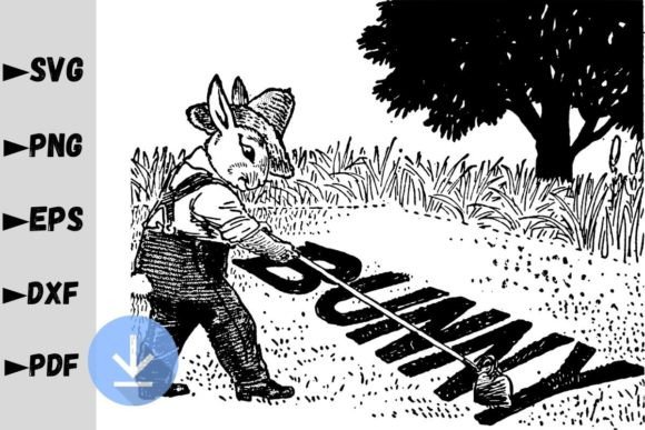 Bunny Working in the Garden SVG