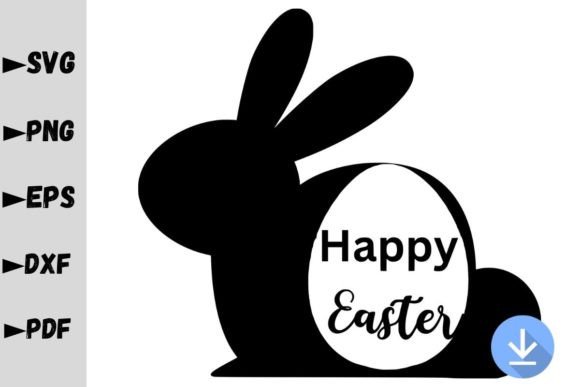 Happy Easter Bunny Silhouette for Graphics and Crafts