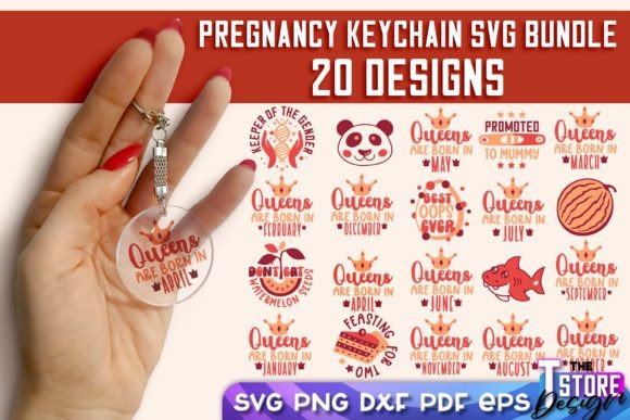 Pregnancy Keychain SVG Bundle Graphics for Crafts